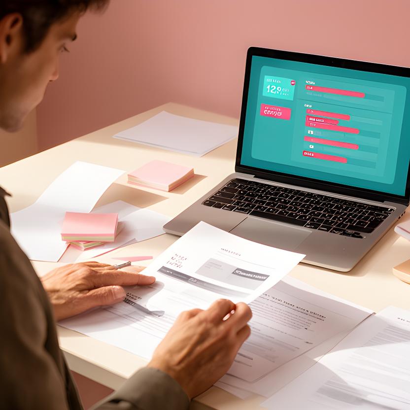 Focused candidate reviewing job applications beside a desktop dashboard with notes and deadlines