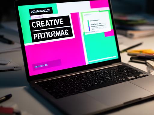 Creative resume preview with bold headings and colour accents on a laptop screen